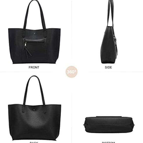 Loiral Tote Bag For Women Large Capacity Shoulder Bag with Front Pocket Pebbled - Picture 4 of 6